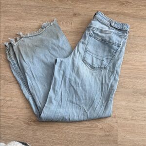 AE Light Wash Distressed Hem Jeans